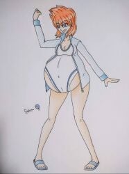 1girls aged_up aged_up_character aged_up_female cyberiorr ginger ginger_female ginger_hair gym_leader kasumi_(pokemon) pokegirl pokemon pokemon_rgby pregnant pregnant_belly pregnant_female pregnant_focus super_belly