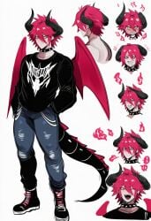 1boy ai_generated dragon gay kortai musician novelai only_male original_character reference_sheet tagme