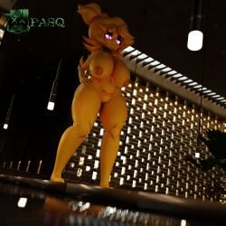 1girls 3d 3d_(artwork) alternate_version_available areolae bar bar_(place) barefoot big_breasts breasts chiku chiku_(cryptia) completely_nude completely_nude_female cryptiacurves fazclaire's_nightclub female female_only fredina's_nightclub full_body naked naked_female nipples nude nude_female open_mouth open_smile pasquinor pussy smile solo solo_female standing