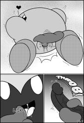 black_and_white comic fingering fingering_pussy kirby kirby_(series) nintendo penis precum pussy waddling_head