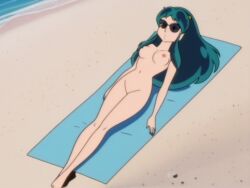 ai_generated beach breasts exhibitionism female female_only lum naked outside stable_diffusion sunbathing urusei_yatsura