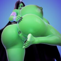3d 3d_(artwork) alternate_body_type armwear barefoot big_ass big_breasts big_butt black_hair curvy curvy_figure danny_phantom desiree elevenendless endlessillusion feet ghost ghost_girl green_body green_skin headwear nickelodeon voluptuous