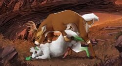 2026 absurd_res all_fours anal anal_penetration anatomically_correct animal_genitalia animal_penis antlers balls black_markings blep bodily_fluids canid canine canine_genitalia canine_penis canis cervine_genitalia cervine_penis cum cum_inside cum_on_balls cum_on_partner's_balls cum_while_penetrated deer digital_drawing_(artwork) digital_media_(artwork) duo ejaculation feral feral_on_feral forest from_behind_position fur genital_fluids genitals green_body green_fur hands-free hi_res horn humping i-psilone licking licking_another licking_partner lifting_partner looking_at_another looking_at_partner looking_pleasured lying lying_on_ground magic male male/male mammal markings mounting on_front on_ground pawpads paws penetration penis plant raised_paw remus_(remus_clyde) sex sunset tan_body tan_fur tongue tongue_out tree white_body white_fur wolf