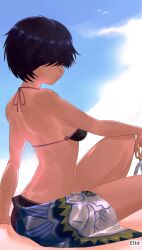 1girls 2d 2d_(artwork) 2d_artwork almost_naked almost_nude arm_support back back-tie_bikini back-tie_swimwear bikini bikini_bottom bikini_top black-haired_female black_bikini black_bikini_bottom black_bikini_top black_hair black_swimsuit black_swimwear blue_sky breasts clouds dark_hair day daylight daytime digital digital_art digital_drawing digital_drawing_(artwork) digital_media digital_media_(artwork) drawing elbows eltir exposed female female_focus female_only halterneck high_resolution highres knee_up knees lean_figure median_furrow medium_breasts mostly_nude mysterious_girlfriend_x naked naked_female naked_woman narrow_waist nearly_nude nude nude_female nudity outdoor outdoor_nudity outdoors outside practically_nude short_hair shoulder_blades shoulders sideboob sitting sitting_on_ass sitting_on_floor sitting_on_ground sky slender_body slender_waist slim_female slim_waist solo string_bikini swimsuit swimwear thighs urabe_mikoto