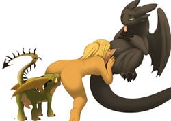 1girls 2boys astrid_hofferson dragon female how_to_train_your_dragon male tagme terrible_terror threesome toothless zoophilia