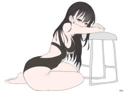1girls 2d 2d_(artwork) 2d_artwork ankles arm_support ass bikini black-haired_female black_bikini black_hair black_one-piece_swimsuit black_swimsuit black_swimwear breasts calves dark_hair digital digital_art digital_drawing digital_drawing_(artwork) digital_media digital_media_(artwork) drawing elbows eltir feet female female_focus female_only fingers full_body half-closed_eyes head_tilt high_resolution highres knees lean_figure legs long_hair looking_at_viewer medium_breasts narrow_waist oc one-piece_swimsuit original original_art original_artwork original_character posing posing_for_the_viewer purple-eyed_female purple_eyes resting_arm shoulders sideboob simple_background sitting slender_body slender_waist slim_female slim_waist soles solo stool swimsuit swimwear thick_thighs thighs tilted_head toes white_background wide_hips