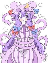 1girls large_breasts patchouli_knowledge restrained solo_female tagme tentacle touhou tukemono6500