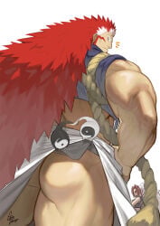 ass bara beard facial_hair gomtang horns left_(yomi_no_tsugai) long_hair male male_only muscles muscular red_hair right_(yomi_no_tsugai) solo solo_male yomi_no_tsugai