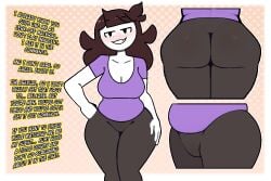1girl ass ass_focus black_eyes black_hair black_pants blunt_bangs blush breasts brown_hair character_age character_profile cleavage colored_skin english_text female grin hand_on_own_hip huge_ass huge_breasts jaiden jaiden_(jaiden_animations) jaiden_animations jaidenanimations large_breasts long_hair looking_at_viewer multiple_views pants plump purple_shirt reference_sheet sexually_suggestive sexy sexy_pose shirt short_sleeves smile standing steca thelazyart thick thick_legs thick_thighs tight_clothes tight_pants white_outline white_skin wide_hips youtube youtuber youtuber_character youtuber_girl youtubers