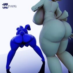 2girls 3d 3d_(artwork) alternate_version_available areolae ass barefoot bent_over big_ass big_breasts bonfie bonfie_(cryptia) breasts chiku chiku_(cryptia) completely_nude completely_nude_female cryptiacurves fazclaire's_nightclub female female_only fredina's_nightclub full_body naked naked_female nipples nude nude_female pasquinor presenting presenting_hindquarters pussy rear_view showing_off