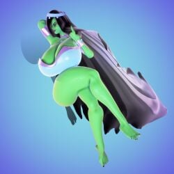 3d 3d_(artwork) alternate_body_type armwear barefoot big_ass big_breasts big_butt black_hair curvy curvy_figure danny_phantom desiree elevenendless endlessillusion feet ghost ghost_girl green_body green_skin headwear nickelodeon voluptuous