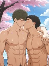 2boys abs ai_generated bsky_link civitai dvxxxgrai ganbare!_nakamura-kun!! gay go_for_it,_nakamura-kun!! go_for_it_nakamura illustrious_(stable_diffusion) invisible_penis kiss kissing male mature mukai_ryou naked_male nipples no_te_rindas_nakamura!! nude nude_male outdoors tagme takeuchi_kota twitter_link yaoi