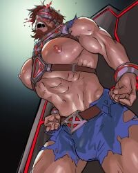 artist_request bara big_pecs bulge cyclops_(marvel_rivals) cyclops_(x-men) male male_only marvel marvel_rivals muscular muscular_male red_hair solo