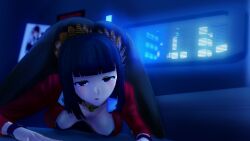 3d ass ass_up big_ass black_hair breasts female female_only kneeling koikatsu light-skinned_female light_skin long_hair looking_at_viewer pantyhose showing_ass solo solo_female solo_focus spiritofrei underwear va-11_hall-a vella_wilde yiik:_a_postmodern_rpg