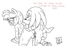 2017 all_fours amy_rose anthro ass breasts doggy_style duo echidna english_text erection female forced from_behind_position hedgehog knuckles_the_echidna male mammal monotreme omegazuel penetration penis pussy rape sex smile sonic_(series) tears testicles text vaginal_penetration