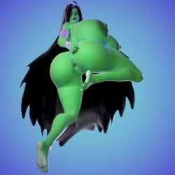 3d 3d_(artwork) alternate_body_type armwear barefoot big_ass big_breasts big_butt black_hair curvy curvy_figure danny_phantom desiree elevenendless endlessillusion feet ghost ghost_girl green_body green_skin headwear nickelodeon voluptuous