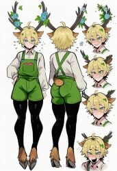 1boy ai_generated deer femboy gardener gay kortai novelai only_male original_character reference_sheet tagme