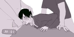 3boys blowjob blush fellatio forced forced_oral forced_yaoi from_behind gantz gay hand_on_another's_head implied_anal joichiro_nishi male male_only mmm_threesome monochrome oral rape recording school_uniform solo_focus sweatdrop threesome yaoi