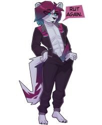 anthro clothing dial digital_drawing_(artwork) digital_media_(artwork) felid flashing_penis genitals hi_res lion male mammal muscular pantherine penis simple_background solo yerolay