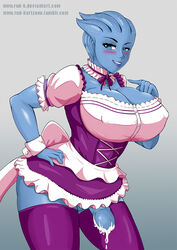 1futa alien asari balls balls_under_clothes barmaid blue_skin bottomless_skirt cum cum_drip cumshot dark-skinned_futanari dickgirl ejaculation erect_nipples erection_under_clothes erection_under_skirt futa_only futanari half-erect hands-free handsfree_ejaculation intersex liara_t'soni maid mass_effect nipple_bulge orgasm_without_stimulation penis penis_out penis_under_clothes penis_under_skirt rud-k skirt solo spontaneous_orgasm standing tagme wide_hips