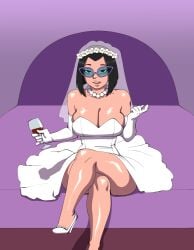 alternate_version_available bed bedroom big_breasts black_hair breasts bride come_hither commission commissioner_upload darkeros darkeros13 elbow_gloves floral_head_wreath glasses gloves high_heels legs_crossed looking_at_viewer necklace nickelodeon on_bed pearl_necklace the_fairly_oddparents thedarkeros tootie wedding_dress wedding_night wine_glass