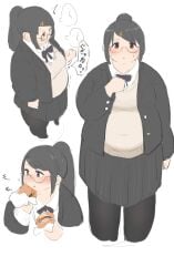 b45ui big_ass big_breasts blushing bulging_belly chubby_cheeks eating fat glasses nimo nimo22 school_uniform sweater_vest thick_thighs weight_gain