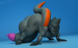3_toes 5_fingers all_fours anthro ass_up balls big_balls big_penis butt erection farran_height_(artist) feet fingers generation_7_pokemon genitals glans grey_body grey_skin hi_res huge_balls huge_penis humanoid_genitalia humanoid_penis hyper hyper_balls hyper_genitalia hyper_penis looking_at_viewer male nintendo nude penis pokemon pokemon_(species) reptile salandit scalie simple_background smile smug smug_face smug_grin solo squinted_eyes tail toes