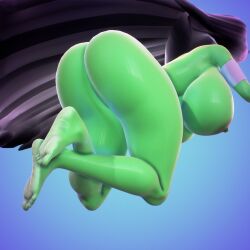 3d 3d_(artwork) alternate_body_type armwear barefoot big_ass big_breasts big_butt black_hair curvy curvy_figure danny_phantom desiree elevenendless endlessillusion feet ghost ghost_girl green_body green_skin headwear nickelodeon voluptuous