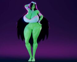 3d 3d_(artwork) alternate_body_type armwear barefoot big_ass big_breasts big_butt black_hair curvy curvy_figure danny_phantom desiree elevenendless endlessillusion feet ghost ghost_girl green_body green_skin headwear nickelodeon voluptuous
