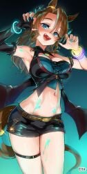 1girls 2d 2d_(artwork) 2d_artwork adult adult_female armpit armpit_crease armpit_peek armpits belly belly_button big_boobs big_breasts black_shorts blue-eyed_female blue_background blue_eyes blue_fingernails blue_nail_polish blue_nails breasts brown-haired_female brown_fingernails brown_hair brown_nail_polish brown_nails busty busty_female busty_girl collarbone curvaceous curvaceous_body curvaceous_female curvaceous_figure curvaceous_hips curvy curvy_body curvy_female curvy_figure curvy_hips digital digital_art digital_drawing digital_drawing_(artwork) digital_media digital_media_(artwork) drawing elbows eltir female female_focus female_only fingernails fingers groin hairless_armpits head_tilt high_resolution highres horse_ears horse_girl horse_tail hourglass_figure large_boobs large_breasts lean_figure legs_closed legs_together long_hair looking_at_viewer mature mature_female mature_woman mejiro_palmer_(umamusume) midriff nail_polish nails narrow_waist navel open_mouth open_mouth_smile parted_lips posing posing_for_the_viewer presenting_armpit shaved_armpits shorts shoulders simple_background slender_body slender_waist slim_female slim_waist smile smiley_face smiling smiling_at_viewer solo standing thick_thighs thighs thighs_together tilted_head tongue umamusume upper_body wide_hips woman