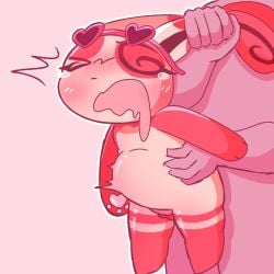 abdominal_bulge anthro bodily_fluids cambaire dizzy_eyes ear_grab generation_3_pokemon hi_res human human_on_anthro interspecies male male/male mammal nintendo pokemon pokemon_(species) questionable_consent spinda tears