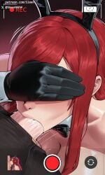 1boy 1boy1girl 1girls ai_generated blowjob breasts bunny_ears bunny_girl bunnysuit clothed clothed_female clothing deepthroat deepthroat_no_hands erza_scarlet fairy_tail fellatio female hidden_eyes hidden_face hiding_face male mature_female oral oral_sex phone phone_camera phone_screen phone_view recording self_upload sleen straight taking_picture