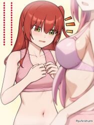 2girls asian asian_female asian_girl belly blue-eyed_female blue_eyes bocchi_the_rock! bra breasts busty busty_female busty_girl busty_teen busty_teenager eyebrows_visible_through_hair gotou_hitori green-eyed_female green_eyes guitarist hair_ornament high_school_student inframammary_fold japanese japanese_female japanese_girl kita_ikuyo large_breasts multiple_females multiple_girls one_side_up open_mouth panties parted_lips pink-haired_female pink_bra pink_hair pink_panties pink_underwear red-haired_female red_hair ryuhirohumi school_girl small_boobs small_breasts small_tits stomach teen_girl teenage_girl teenage_tits teenager tiny_breasts tiny_tits tongue underwear underwear_only young_female young_woman