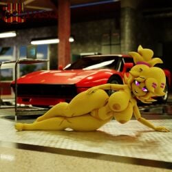 1girls 3d 3d_(artwork) areolae barefoot big_breasts breasts car chiku chiku_(cryptia) completely_nude completely_nude_female cryptiacurves fazclaire's_nightclub female female_only ferrari fredina's_nightclub full_body naked naked_female nipples nude nude_female on_side open_mouth open_smile pasquinor pussy smile solo solo_female