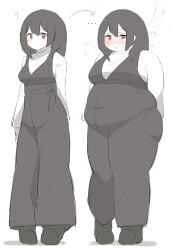 b45ui before_and_after big_ass big_breasts blushing_at_viewer bulging_belly chubby_cheeks form_fitting nimo nimo22 thick_thighs thin_to_fat tight_clothing weight_gain