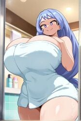 ai_generated anime bathroom female hadou_nejire huge_breasts my_hero_academia nejire_hado thick_thighs towel towel_only