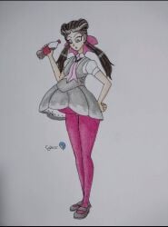 brown_hair cyberiorr drawing female gym_leader pink_eyes pink_eyes_female pokegirl pokemon pokemon_rse pregnancy pregnancy_cravings pregnant pregnant_belly roxanne_(pokemon) solo solo_female solo_focus