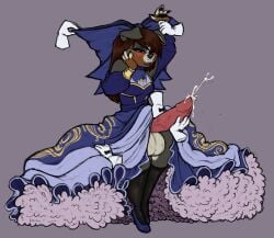 absurd_res anthro ball_gown balls bernese_mountain_dog big_balls big_penis blush bottomwear canid canine canis clothed clothing clothing_lift dave_(swissy) disembodied_hand domestic_dog dress ejaculation femboy footwear genitals handjob hi_res high_heels male mammal masturbation molosser mountain_dog penile penis restrained_arms ribbons sex sexual_assault shoes skirt skirt_lift solo swiss_mountain_dog thetunafish tugging_clothing undressing