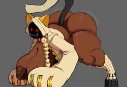 1girl 1girls :3 all_fours animal_humanoid animal_tail arc_system_works areola areolae ass ass_focus ass_up ass_wobble big_ass big_breasts black_body black_fur black_skin blazblue bodily_fluids breasts bubble_ass bubble_butt butt butt_up cat_humanoid cat_smile cellulite clothing dark_body dark_skin dipstick_tail felid felid_humanoid feline feline_humanoid female footwear fur furry grey_background grey_clothing grey_footwear grey_shoes hi_res hoodie huge_ass huge_breasts huge_butt humanoid kaka_(blazblue) mammal mammal_humanoid markings movement movement_lines red_eyes ribznsfw sharp_teeth shoes simple_background smile smiling smiling_at_viewer solo solo_female sweat tail tail_markings tan_body tan_clothing tan_fur tan_hoodie tan_socks tan_topwear taokaka teeth thick_thighs topwear wide_hips wobble wobbling wobbling_ass wobbling_butt