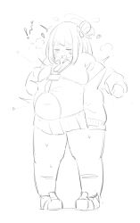 b45ui big_ass big_breasts blue_archive blushing bulging_belly button_gap button_pop chubby_cheeks exposed_belly fat ill-fitting_clothes nimo nimo22 nonomi_(blue_archive) thick_arms thick_thighs undersized_clothes