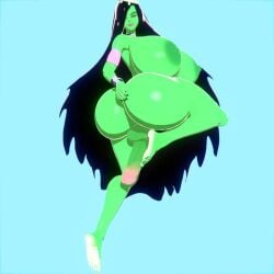 3d 3d_(artwork) alternate_body_type armwear barefoot big_ass big_breasts big_butt black_hair curvy curvy_figure danny_phantom desiree elevenendless endlessillusion feet ghost ghost_girl green_body green_skin headwear nickelodeon voluptuous
