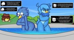 2girls avian avian_humanoid beak berdly's_mom berdlys_mom bird bird_girl clover_(undertale_yellow) covering covering_breasts covering_crotch covering_nipples covering_privates covering_pussy covering_self deltarune female furry furry_female martlet_(undertale_yellow) naked naked_female nude nude_female raiderwolf tagme undertale_yellow