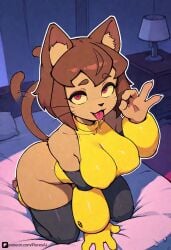 1girls ai_generated big_ass big_breasts erect_nipples fellatio_gesture floresai furry_female furry_only huge_ass huge_breasts kit_(gameoverse) large_breasts lewd looking_at_viewer narrow_waist naughty_face patreon patreon_url patreon_username teasing thick_thighs wide_hips