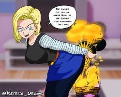 2girls android_18 chichi dragon_ball dragon_ball_z fart fart_cloud fart_fetish fart_torture farting farting_in_face farting_on_another farting_on_face gassy gassy_ass gassy_female kame_house ketrita simple_background stinky text_bubble
