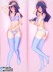 1girls 3d arm_behind_head arm_up armpits artist_name ass ass_visible_through_thighs back bare_arms bare_back bare_shoulders bare_thighs bed_sheet big_ass blue_bra blue_eyes blue_hair blue_panties blue_thighhighs blush bra brand_of_the_exalt breasts butt_crack cleavage collarbone dakimakura dakimakura_design embarrassed fefreak726 female female_only fire_emblem fire_emblem_awakening hair_between_eyes heavy_breathing holding holding_mask long_hair looking_at_viewer looking_to_the_side lucina_(fire_emblem) mask medium_breasts navel nintendo on_back on_side panties shoulders shy shy_smile solo stomach symbol-shaped_pupils thighhighs thighs tiara underwear white_bra white_panties