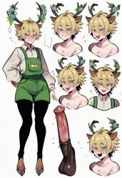 1boy ai_generated deer femboy gardener gay kortai novelai only_male original_character reference_sheet tagme