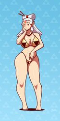 bikini blazbaros blush breath_of_the_wild female paya_(the_legend_of_zelda) solo the_legend_of_zelda white_hair