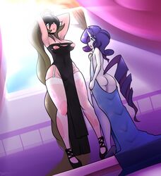 2017 anthro anthrofied areola ass clothing da3rd duo equine fan_character female footwear friendship_is_magic high_heels horn horse mammal my_little_pony nipples pony pussy rarity_(mlp) shoes straight_hair tall thong torn_clothing unicorn