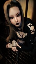 1girls 3d 4k areolae balcony big_breasts black_hair black_lipstick black_makeup blacked blonde_hair breasts brown_eyes collar crashbanditkut eyeshadow female female_focus goth goth_girl gothic_girl hair hi_res high_resolution highres leaning_forward light-skinned_female light_hair light_skin lips looking_at_viewer medium_hair multicolored_hair nail_polish nails naruto naruto_(series) naruto_shippuden navel nipples qos qos_tattoo queen_of_spades queen_of_spades_symbol queen_of_spades_tattoo solo spade_tattoo tattoo tattoos tsunade virt-a-mate virtamate