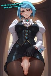 1futa 1futanari ai_generated aqua_eyes aqua_hair ass big_ass big_breasts big_butt big_hips big_penis black_vest blue_eyes blue_hair breasts bulge bulge_through_clothing caption captioned cleavage clothed clothing dick dickgirl earrings eyebrows eyelashes female flaccid foreskin from_below futa_only futanari gem gloves grin grinning grinning_at_viewer gyakuten_saiban hair hands-free huge_cock indoors karuma_mei latex lifting_skirt lips long_hair looking_at_viewer makeup mature mature_female mature_futa mature_futanari medium_hair narrow_waist narrowed_eyes nose pantyhose penis sadism sadistic sadistic_girl sadistic_smile seducing seductive seductive_eyes seductive_gaze seductive_look seductive_mouth seductive_pose seductive_smile shirt short_hair skirt smile smile_at_viewer smiley_face smooth_balls smooth_penis smooth_skin solo solo_dickgirl solo_focus solo_futa solo_futanari taker_pov testicles text text_bubble thick_thighs thighhighs thighs velarin vest